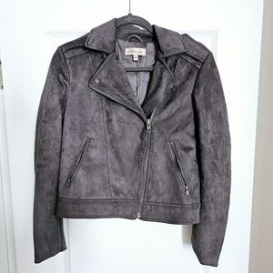 Philosophy Faux Suede Ash Gray Bomber Jacket Size Small